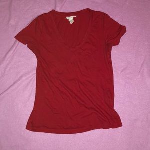 red v-neck